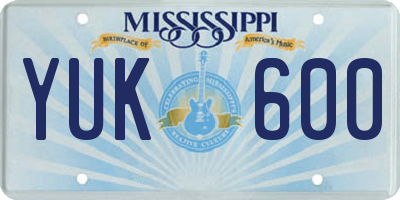 MS license plate YUK600