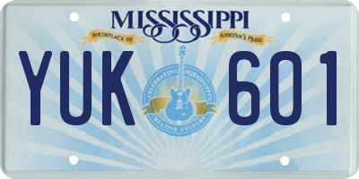 MS license plate YUK601