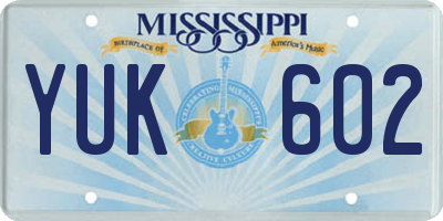 MS license plate YUK602
