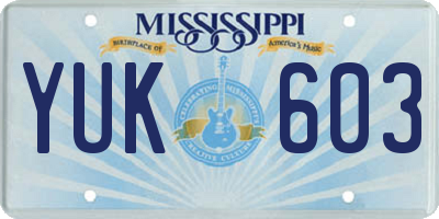 MS license plate YUK603