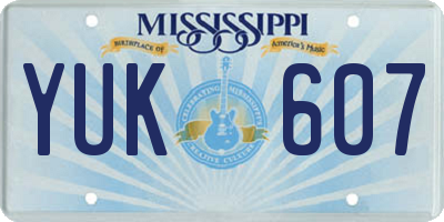 MS license plate YUK607
