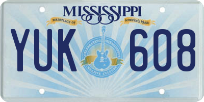 MS license plate YUK608