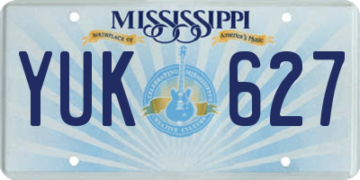 MS license plate YUK627