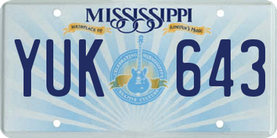MS license plate YUK643