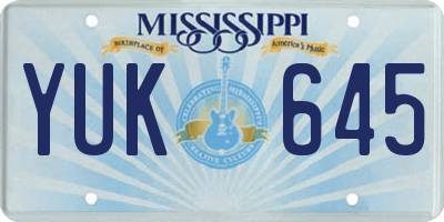MS license plate YUK645