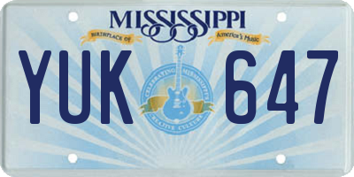 MS license plate YUK647
