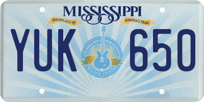 MS license plate YUK650