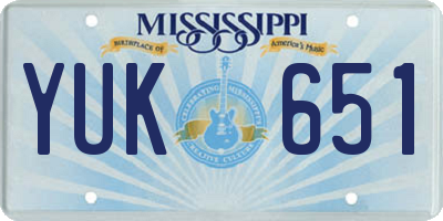 MS license plate YUK651