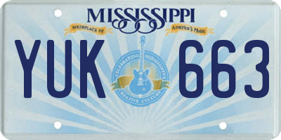 MS license plate YUK663