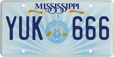 MS license plate YUK666