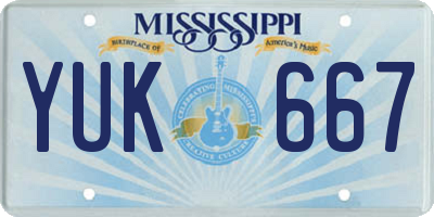 MS license plate YUK667