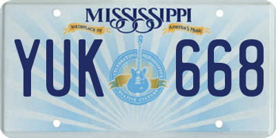 MS license plate YUK668