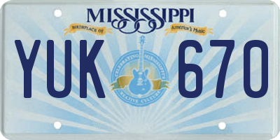 MS license plate YUK670