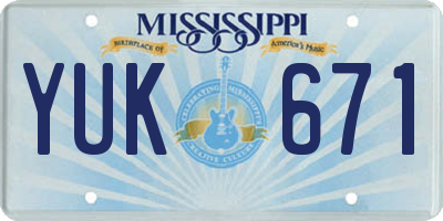 MS license plate YUK671