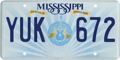 MS license plate YUK672