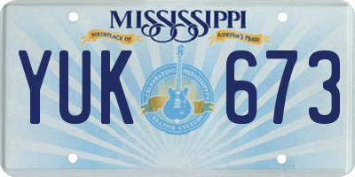 MS license plate YUK673