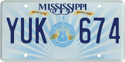 MS license plate YUK674