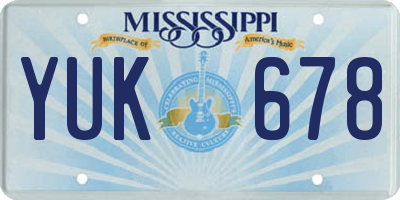 MS license plate YUK678