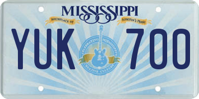 MS license plate YUK700