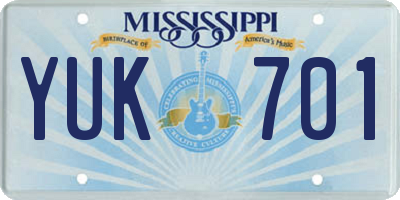 MS license plate YUK701