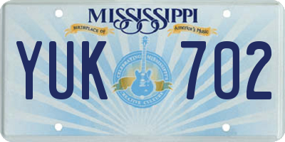MS license plate YUK702