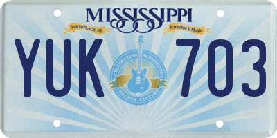 MS license plate YUK703