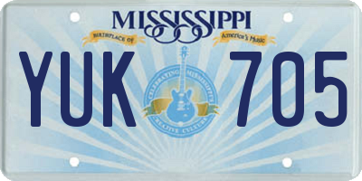 MS license plate YUK705