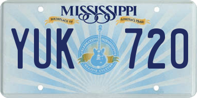MS license plate YUK720