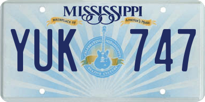 MS license plate YUK747