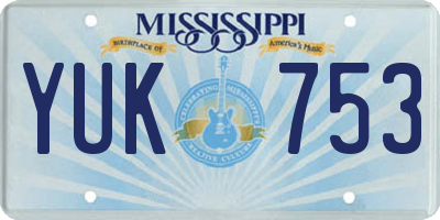 MS license plate YUK753