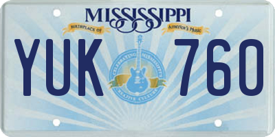 MS license plate YUK760
