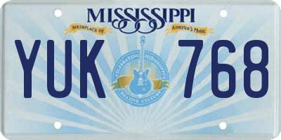 MS license plate YUK768