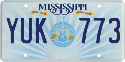 MS license plate YUK773