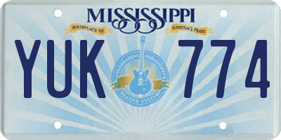 MS license plate YUK774