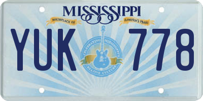 MS license plate YUK778