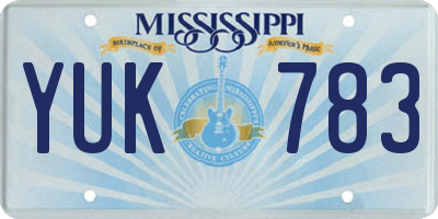MS license plate YUK783