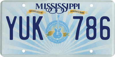 MS license plate YUK786