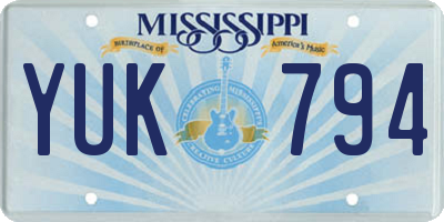 MS license plate YUK794