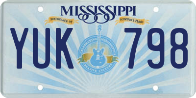MS license plate YUK798