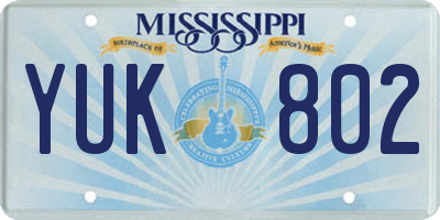 MS license plate YUK802