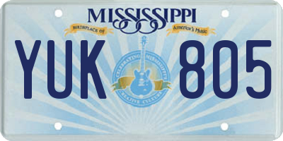 MS license plate YUK805