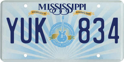 MS license plate YUK834