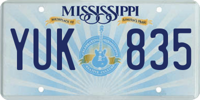 MS license plate YUK835