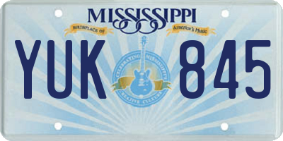 MS license plate YUK845