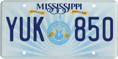MS license plate YUK850