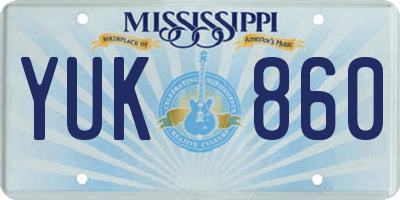 MS license plate YUK860