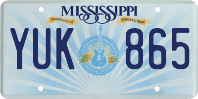 MS license plate YUK865