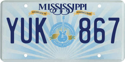MS license plate YUK867