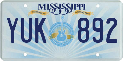 MS license plate YUK892