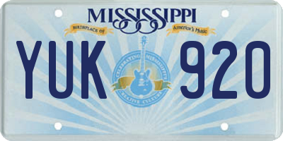 MS license plate YUK920